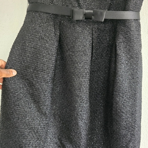 $139 Jones New York Dress Women 10P Black Textured Sparkle Pleated Bow Elegant - Picture 7 of 14